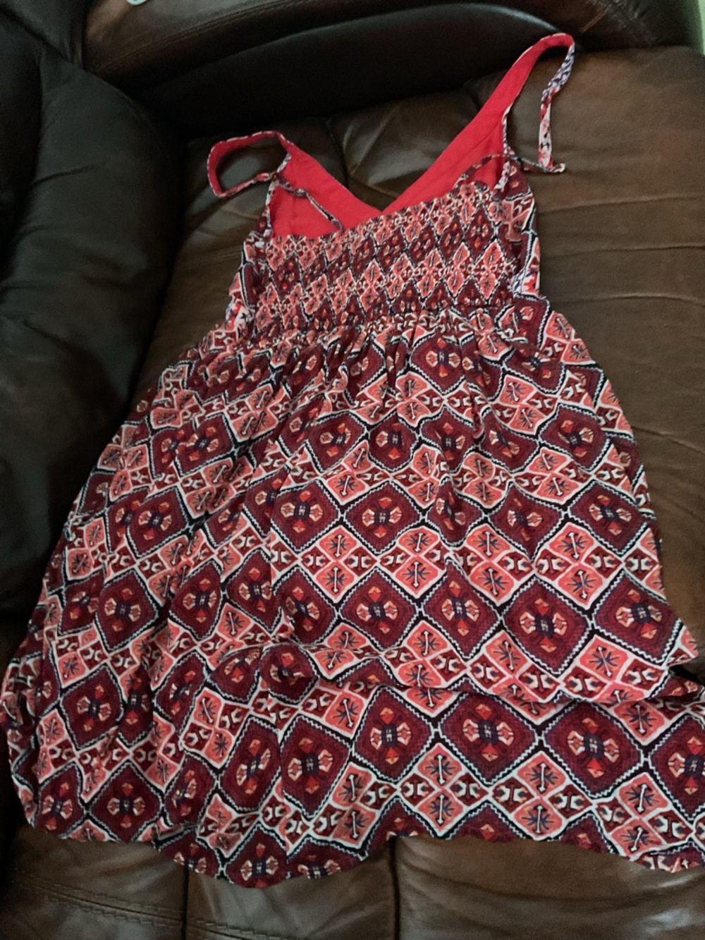 Hollister Red Smocked Tank with Floral Strap - Picture 4 of 5